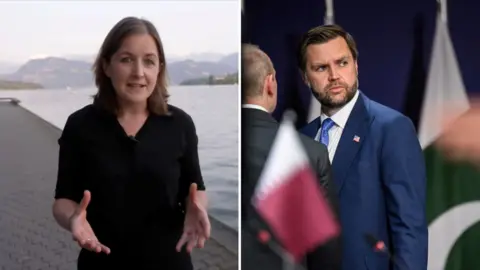Jessica Parker in a split screen with JD Vance.