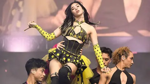 Getty Images Sophia Laforteza of KATSEYE performs onstage at the 2026 Governors Ball Music Festival held at Flushing Meadows Corona Park on 5 June 2026 in New York.
