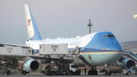 Associated Press A view of the Air Force One plane in Turkey on July 8 with catering truck in the foreground