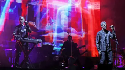 Getty Images Robert Del Naja and Grant Marshall on stage during Lido Festival, London, in 2025