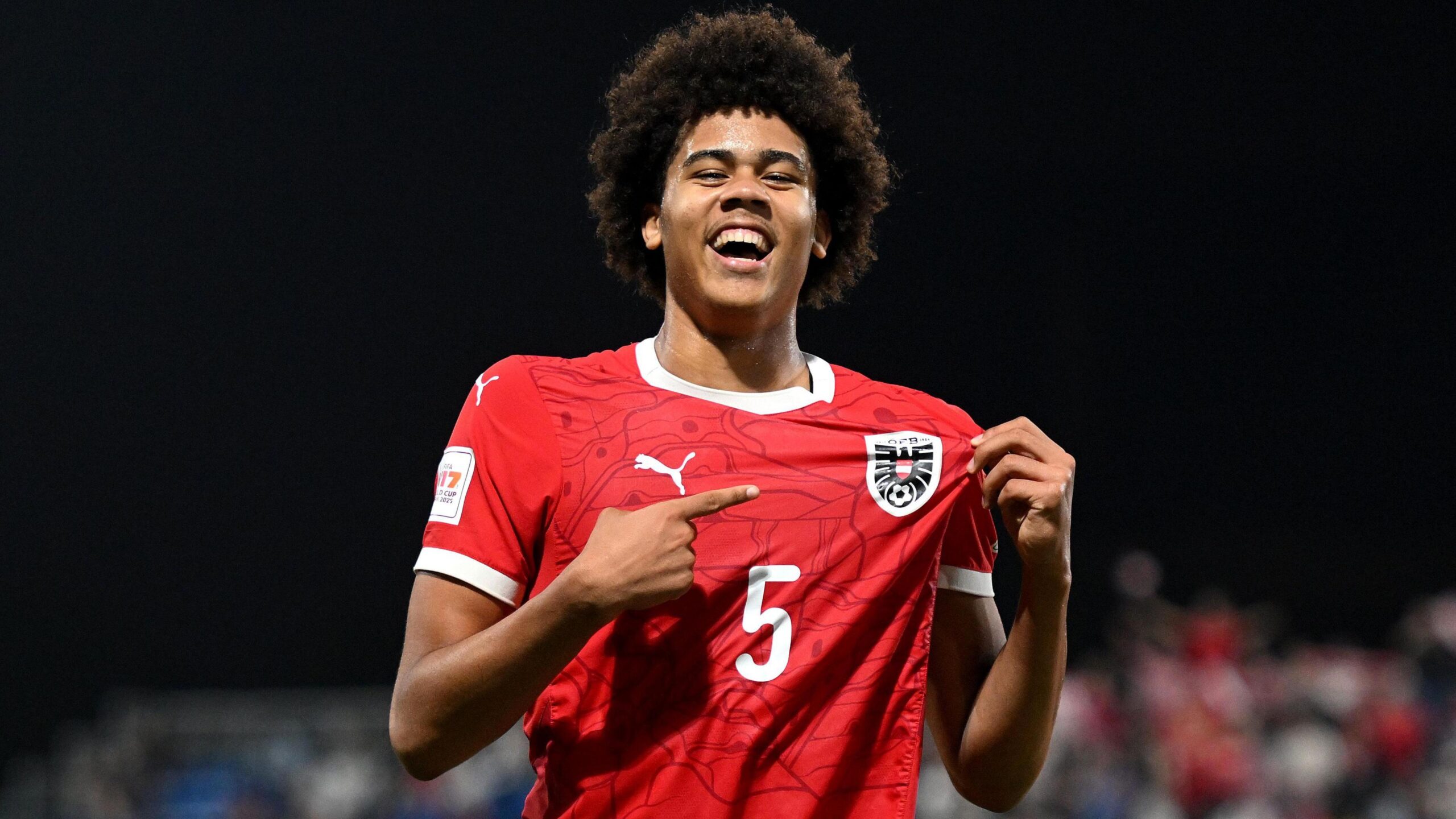 Ndukwe celebrates scoring for Austria's youth team