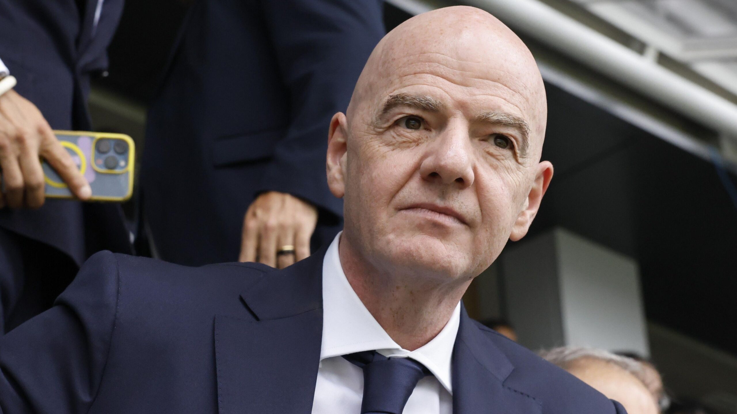 Gianni Infantino looks on during the World Cup