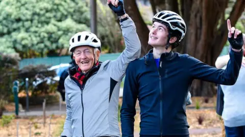 Instagram/broome2bowral.4mnd Australian charity cyclist Bob Montgomery and his grandson