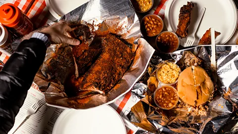 Charlie Vergos Rendezvous A spread of barbecued ribs and sides (Credit: Charlie Vergos Rendezvous)