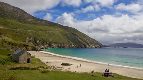 Getty Images Keem Beach is one of the best places in Ireland to see basking sharks (Credit: Getty Images)